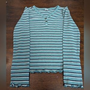 Old Navy Girls Long Sleeve Tee, Striped, Size 8